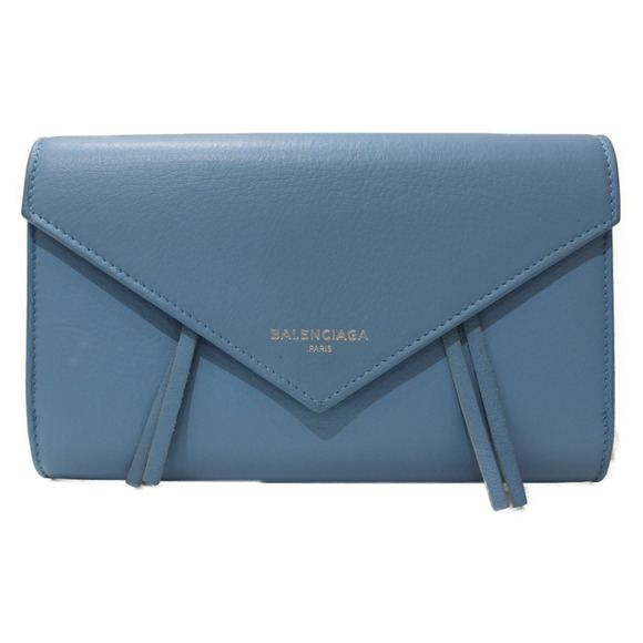 Balenciaga Leather Money Long Bag Wallet Card Blue - Picture 1 of 9